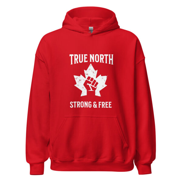 True North - Strong and Free, Red, Unisex Hoodie