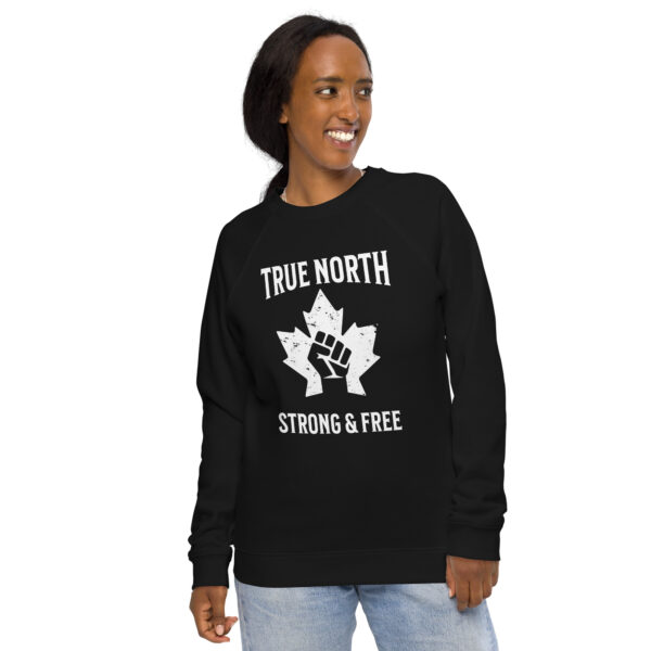 True North - Strong adn Free, Unisex organic raglan sweatshirt - Image 5