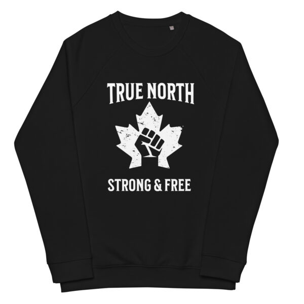 True North - Strong adn Free, Unisex organic raglan sweatshirt - Image 9