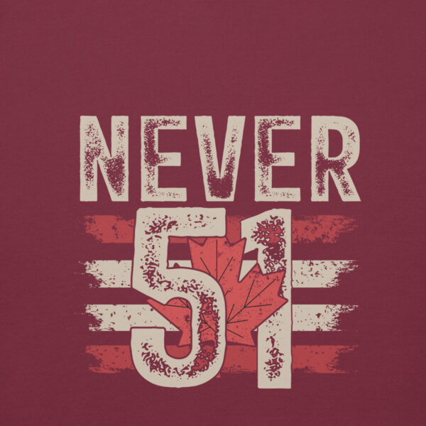 Never 51, burgundy, Unisex Hoodie - Image 2
