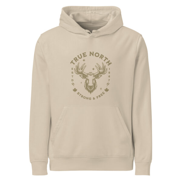 True North - Strong and Free, canada, Unisex organic mid-weight hoodie
