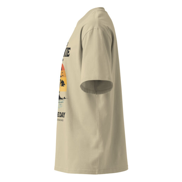 Sand Junkie, beach, sea, Unisex organic oversized high neck t-shirt - Image 4