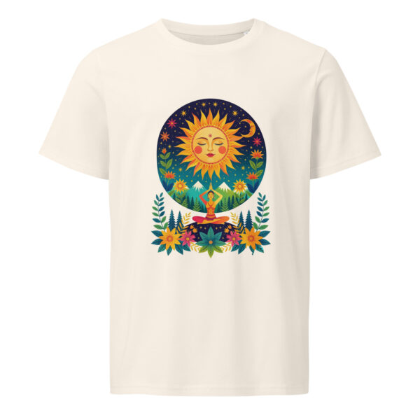 Yoga and sun, woman, zen, Unisex organic mid-light t-shirt