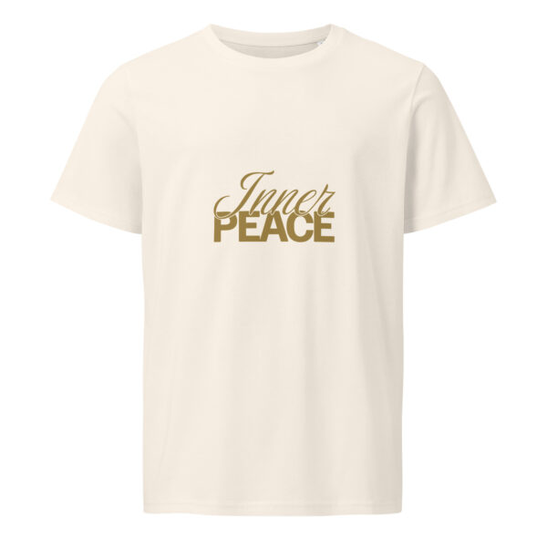 Inner Peace, yoga, woman, zen, gold, Unisex organic mid-light t-shirt