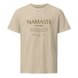 unisex-organic-mid-light-t-shirt-desert-dust-front-685e166958404.jpg Namaste Positive energy, yoga, zen, woman, Unisex organic mid-light t-shirt