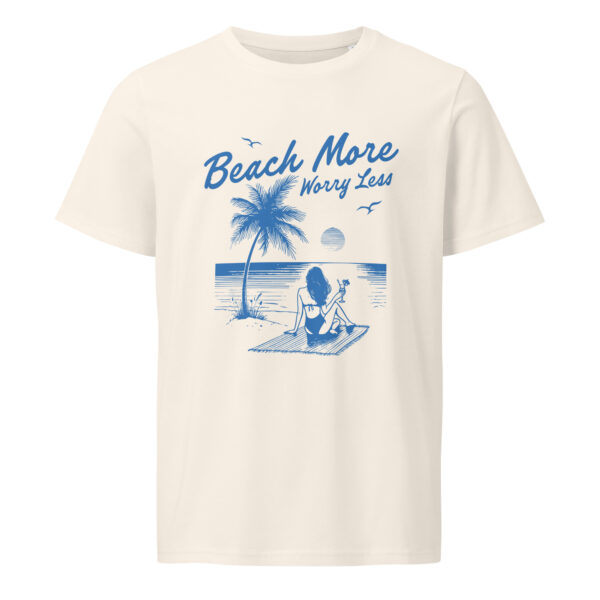 Beach More Worry less, summer, boat,  Unisex organic mid-light t-shirt - Image 2