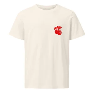 unisex-organic-mid-light-t-shirt-vintage-white-front-68601f9480da0.jpg Cherry vibes only, woman, cherries, Unisex organic mid-light t-shirt