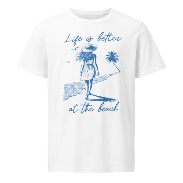 Life is better at the beach, summer, beach, Unisex organic mid-light t-shirt