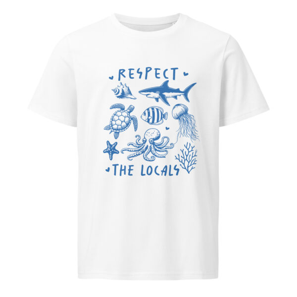 Respect the locals, summer, beach, boat, Unisex organic mid-light t-shirt