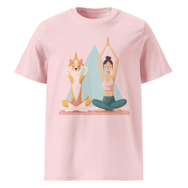 Yoga with dog, zen, Unisex organic ribbed neck t-shirt