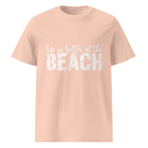 Life is better at the beach, Unisex organic ribbed neck t-shirt