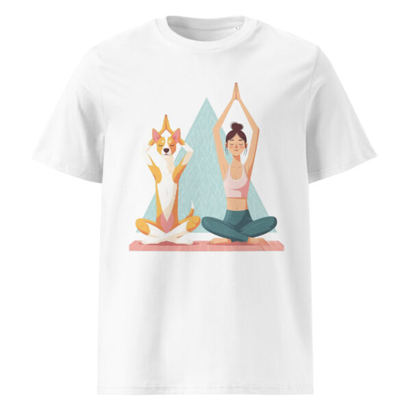 Yoga with dog, zen, Unisex organic ribbed neck t-shirt - Image 5