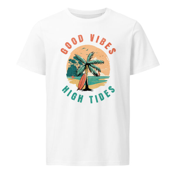 Good Vibes high tides, summer, beach, Unisex organic mid-light t-shirt - Image 5