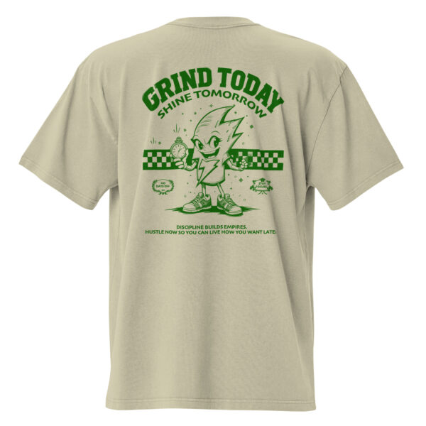 Grind today, Shine Tomorrow, mascot, retro, Oversized faded t-shirt - Image 2