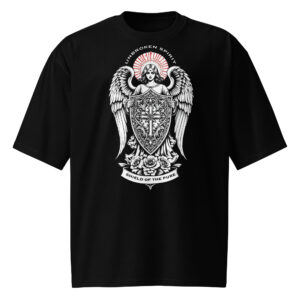 oversized-heavyweight-t-shirt-black-front-68902c38af58a.jpg Shield of the Pure, tattoo style, Faith & Glory, Oversized heavyweight t-shirt