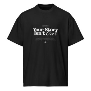 mens-box-tee-black-front-68c8cadda53d0.jpg Your Story isn't Over, typo, inspiration, Men’s box tee