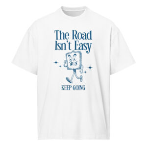 mens-box-tee-white-front-68c7a4850400d.jpg The Road isn't easy, retro, cartoon, Men’s box tee