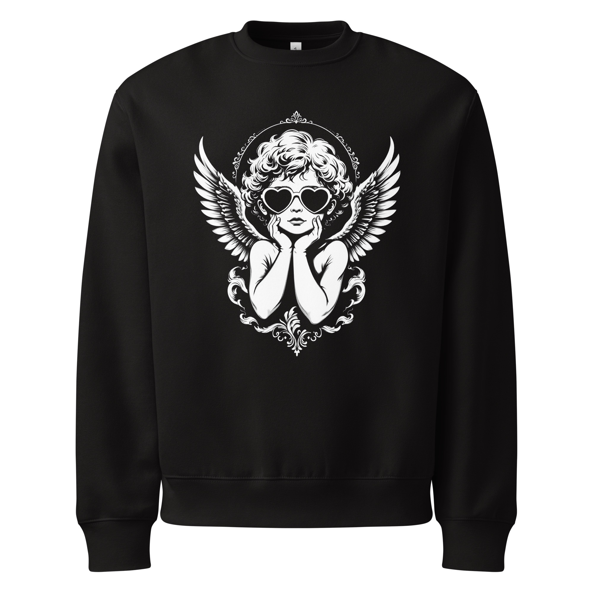Cupid with sunglasses, cherub, love, Oversized heavyweight sweatshirt