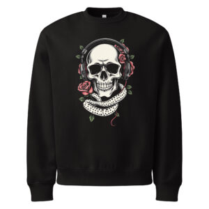 unisex-oversized-heavyweight-sweatshirt-black-front-68db3e710c489.jpg Skull and roses, tattoo art, Oversized heavyweight sweatshirt
