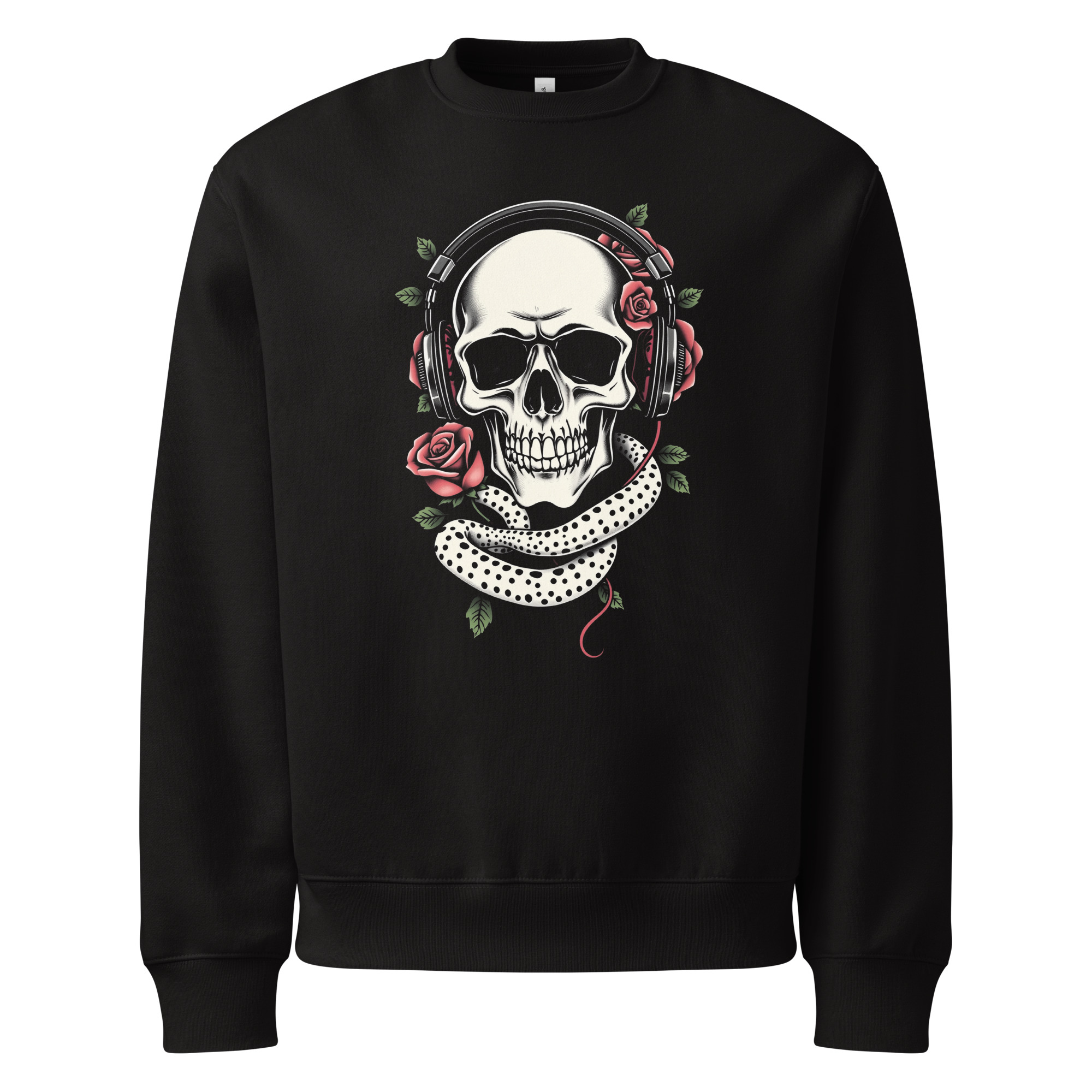 Skull and roses, tattoo art, Oversized heavyweight sweatshirt