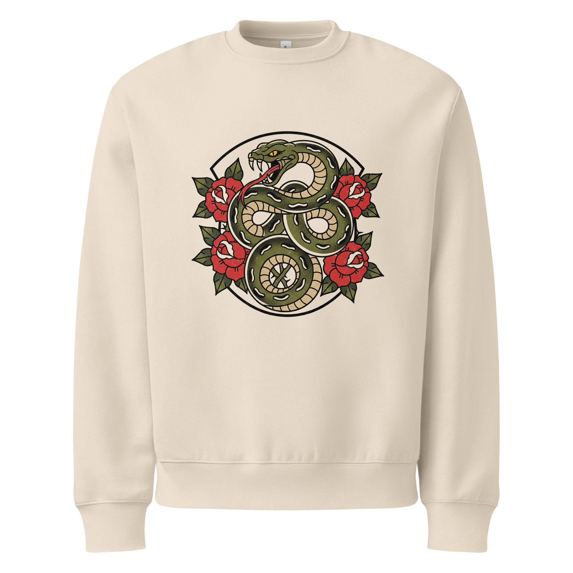 Snake and Roses, tattoo art, Oversized heavyweight sweatshirt