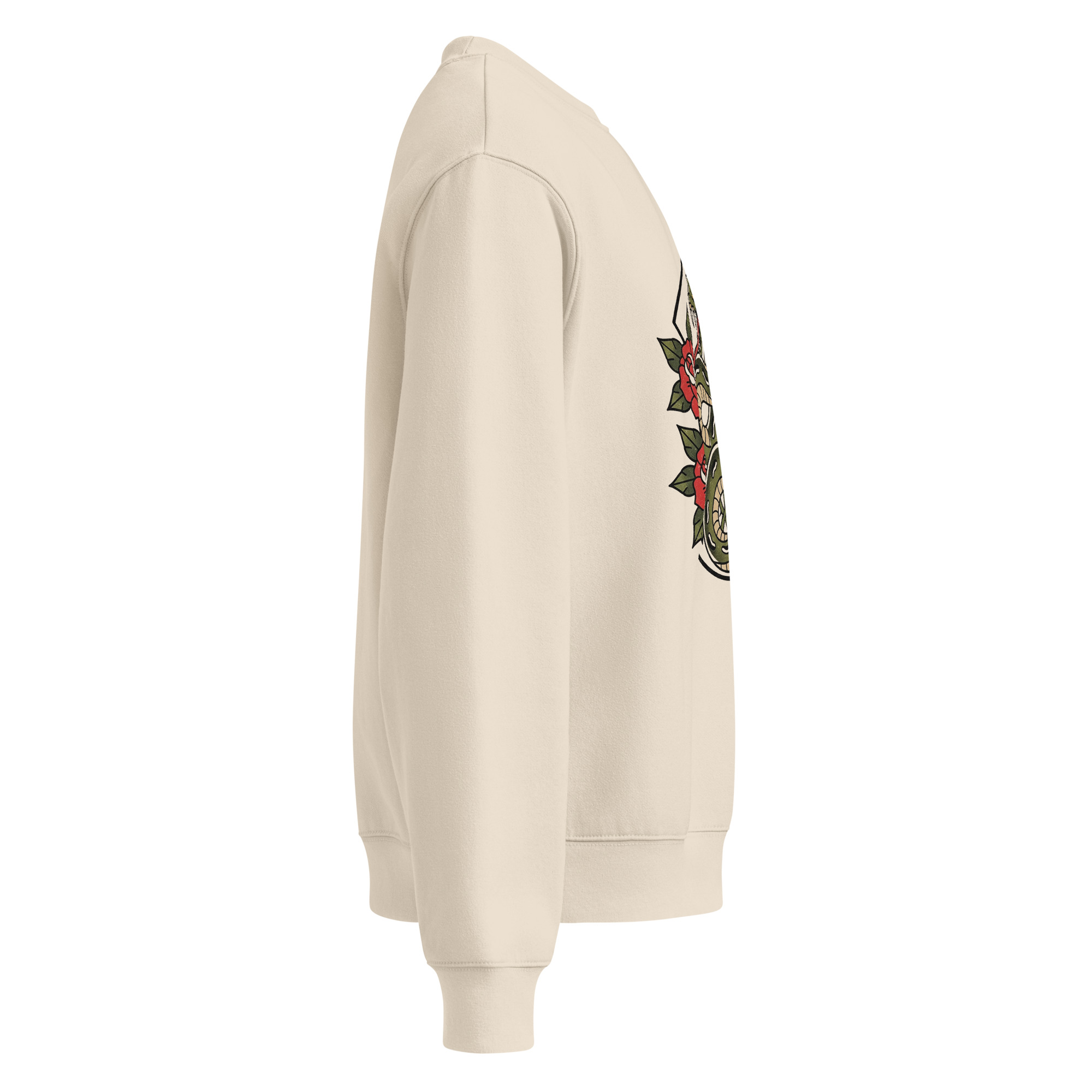 Snake and Roses, tattoo art, Oversized heavyweight sweatshirt - Image 4