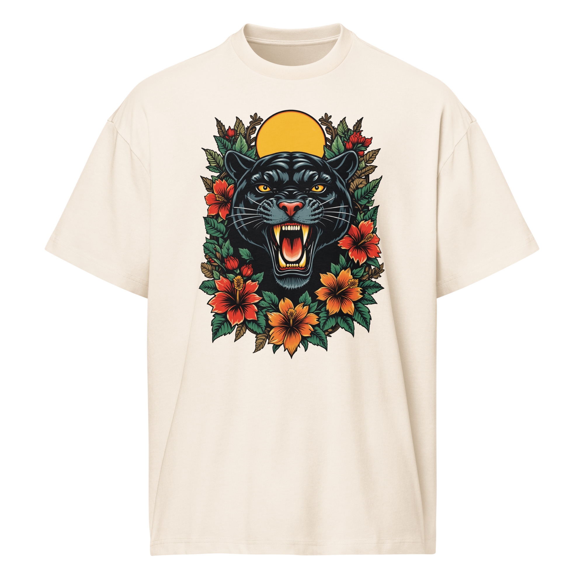 Panther and flowers, tattoo art, Men’s box tee