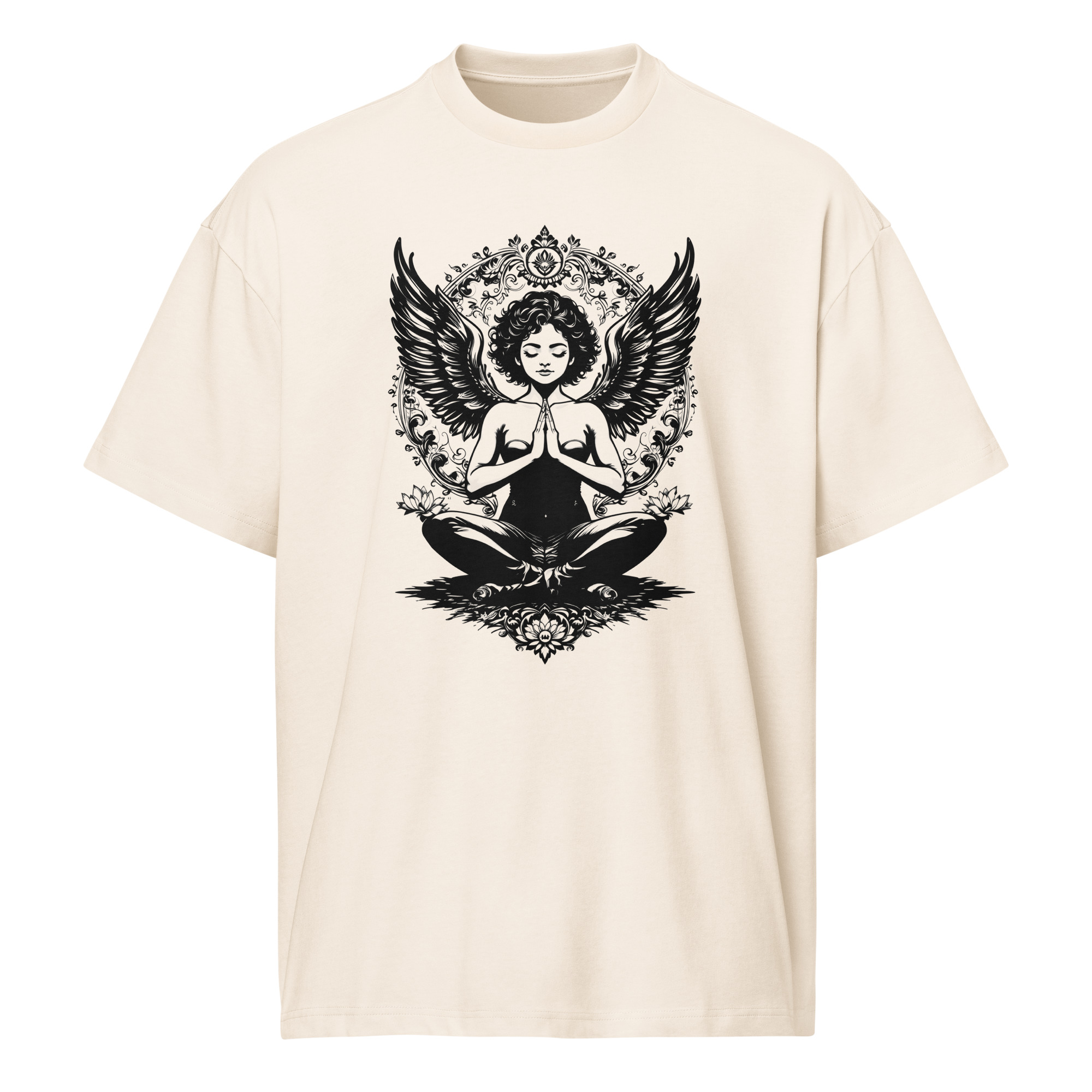 Yoga Angel, tattoo art, Men’s box tee