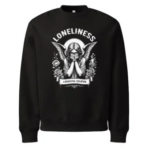 unisex-oversized-heavyweight-sweatshirt-black-front-68dc9ed6d3c23.jpg Loneliness, angels, tattoo art, Oversized heavyweight sweatshirt