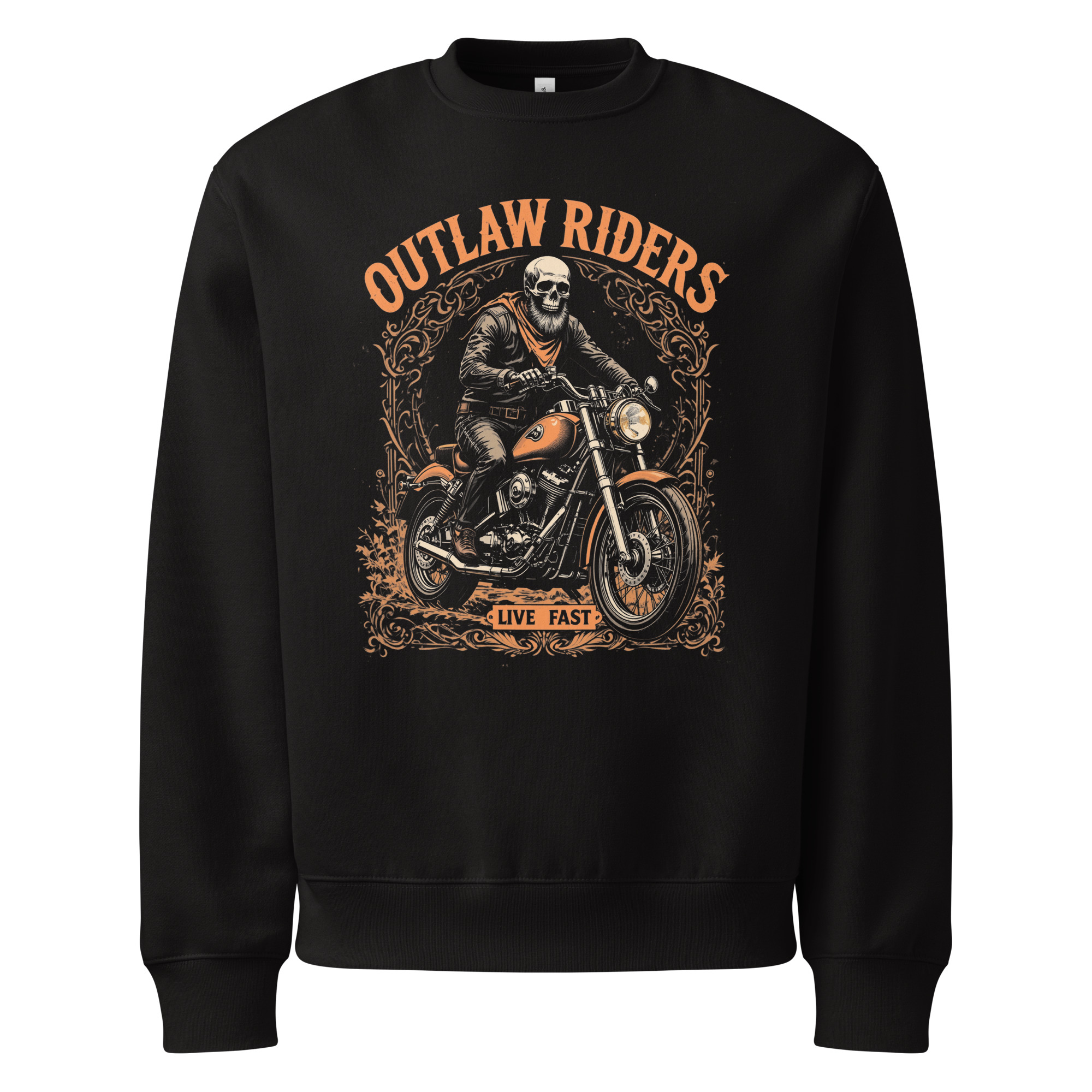 Outlaw Riders, tattoo art, motorcycle, Oversized heavyweight sweatshirt