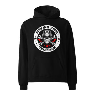 Fuelling Your Obssession, skull, motorcycle, automative, Unisex oversized hoodie