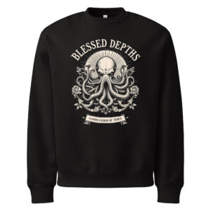 Blessed Depths, sea, kraken, tattoo art, Oversized heavyweight sweatshirt