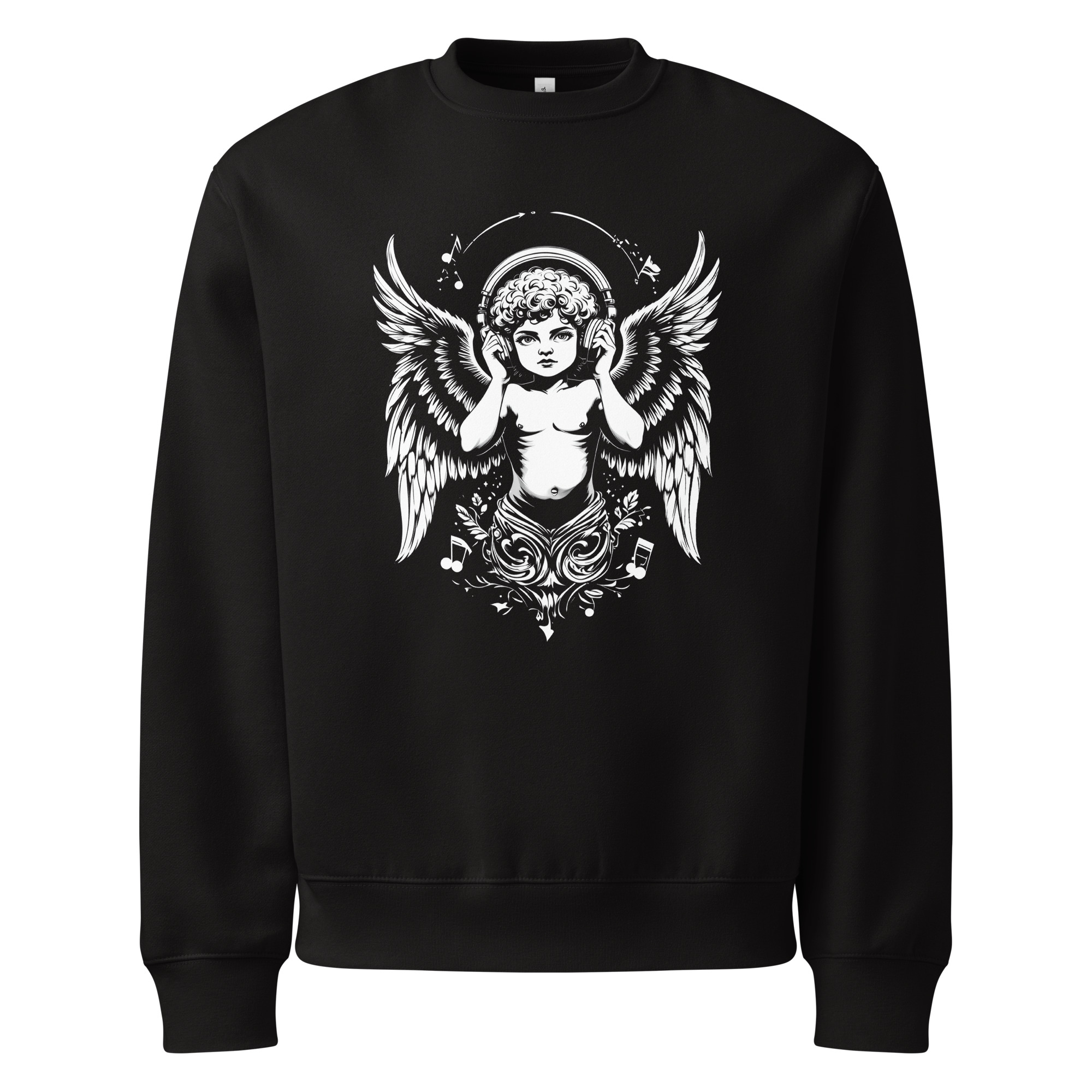 Angel Headphones, cherub, music, Oversized heavyweight sweatshirt