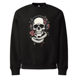 Skull and roses, snake, tattoo art, Oversized heavyweight sweatshirt