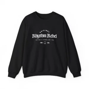 Rhythm Rebel Crewneck Sweatshirt — Original 'Rhythm Rebel' Vintage Music Graphic