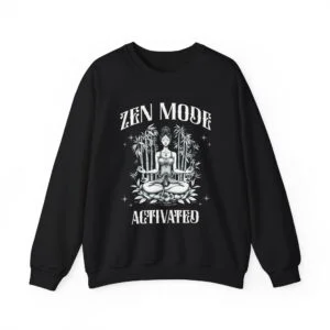Zen Mode Activated Crewneck Sweatshirt — Meditating Buddha Graphic Sweatshirt