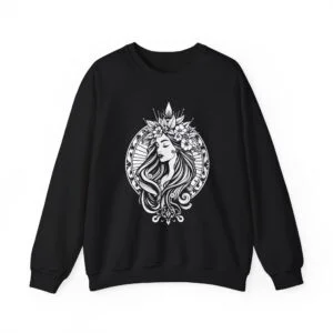 Crewneck Sweatshirt — Mystic Floral Goddess Graphic