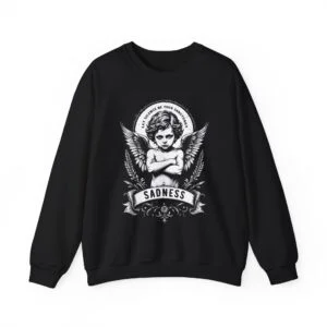 Sadness Angel Crewneck Sweatshirt – Gothic Cherub Graphic Pullover