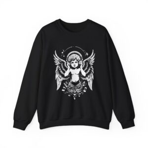 Angel Cherub Crewneck Sweatshirt — Vintage Gothic Winged Cherub Design