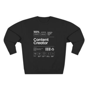 Content Creator Crewneck Sweatshirt — Minimal Tech Graphic Tee for Social Media Makers