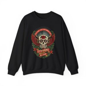Skull & Wings 'Eternal Bloom' Sweatshirt, tattoo art, skull