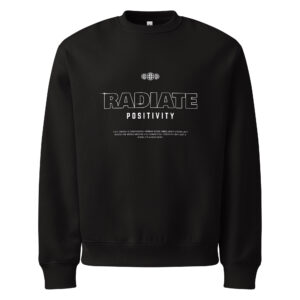 Radiate positivity, streetwear, typo, Oversized heavyweight sweatshirt