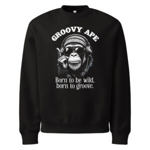 Groovy ape, music, dj, monkey, Oversized heavyweight sweatshirt