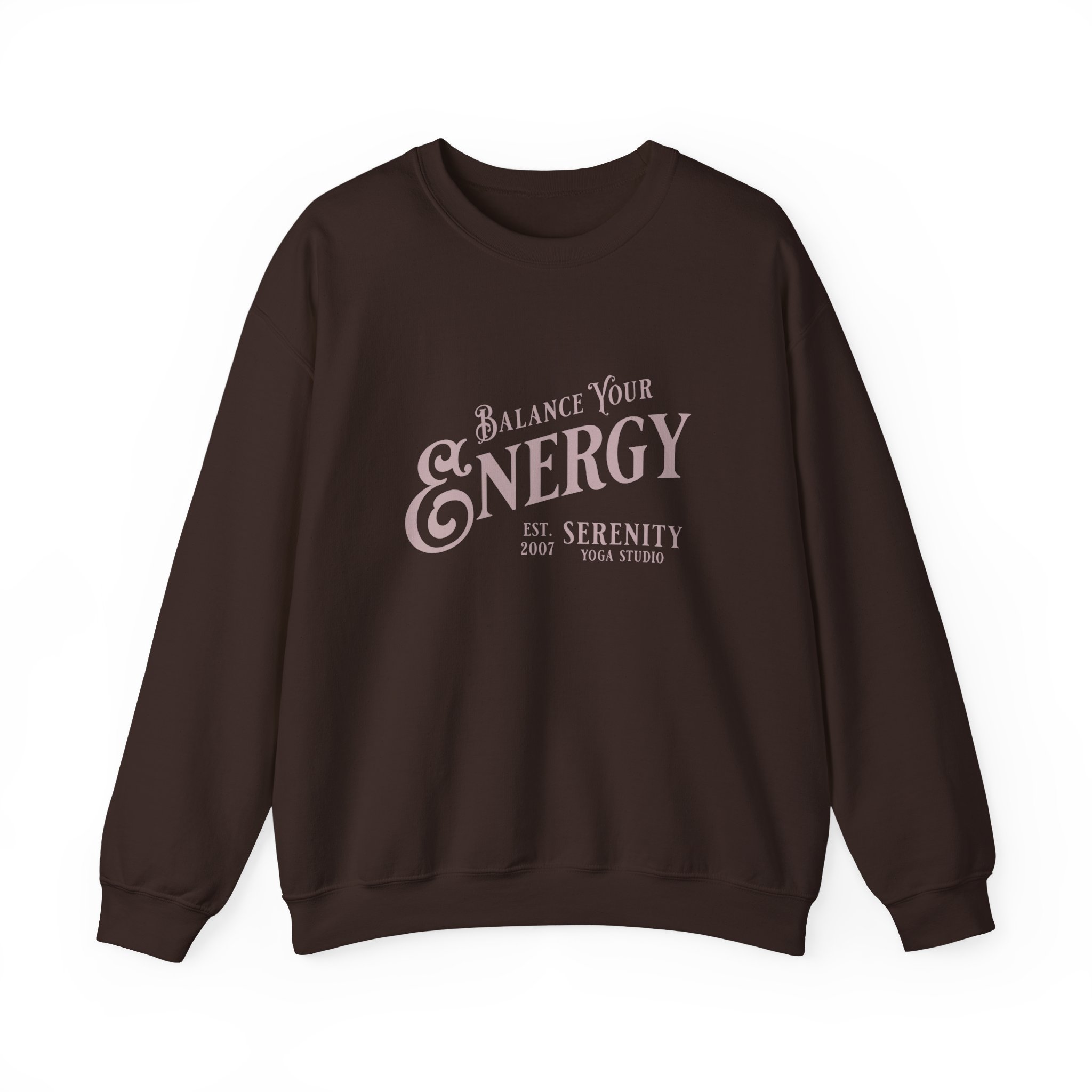 Crewneck Sweatshirt – “Balance Your Energy” Serenity Graphic, yoga, typo