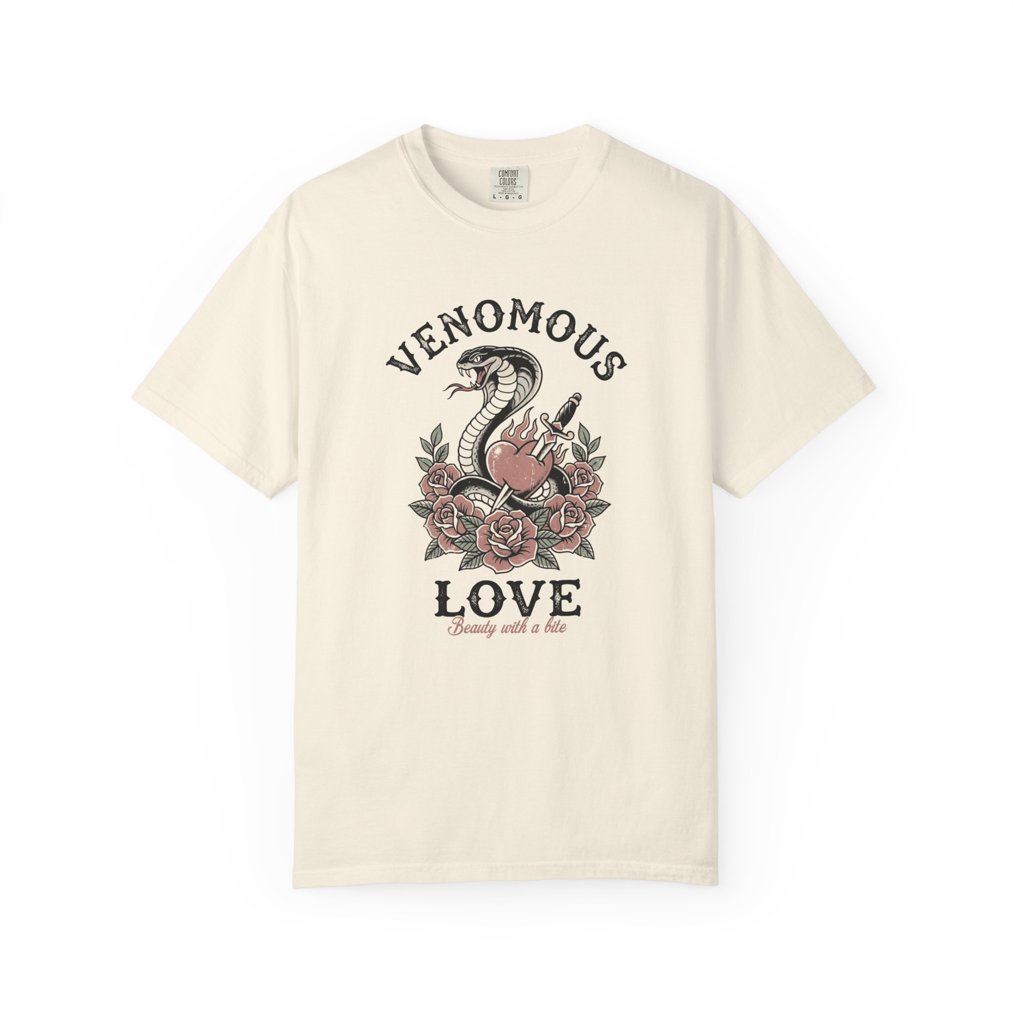 Venomous Love Snake Graphic T-Shirt, tattoo art