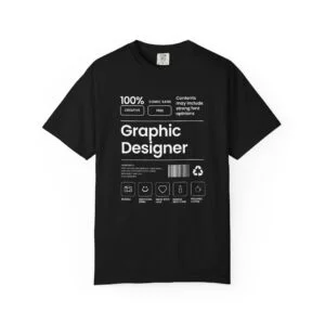 Graphic Designer T-Shirt — 100% Creative Label Tee, nutritional label