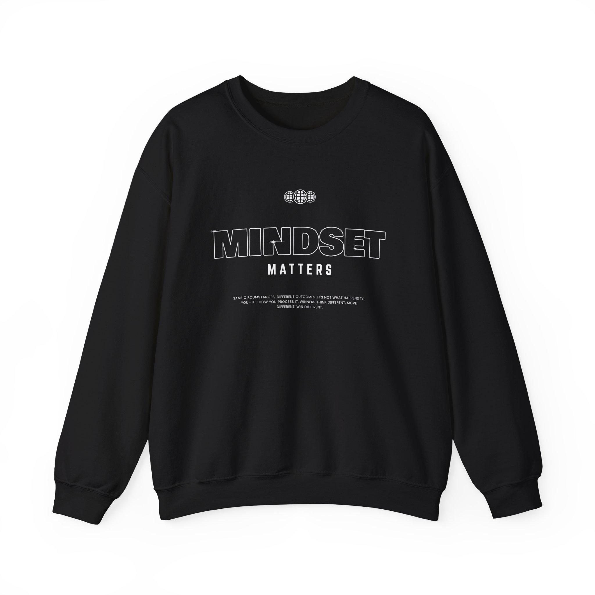 Mindset Matters Crewneck Sweatshirt — Inspirational Motivational Pullover, typo