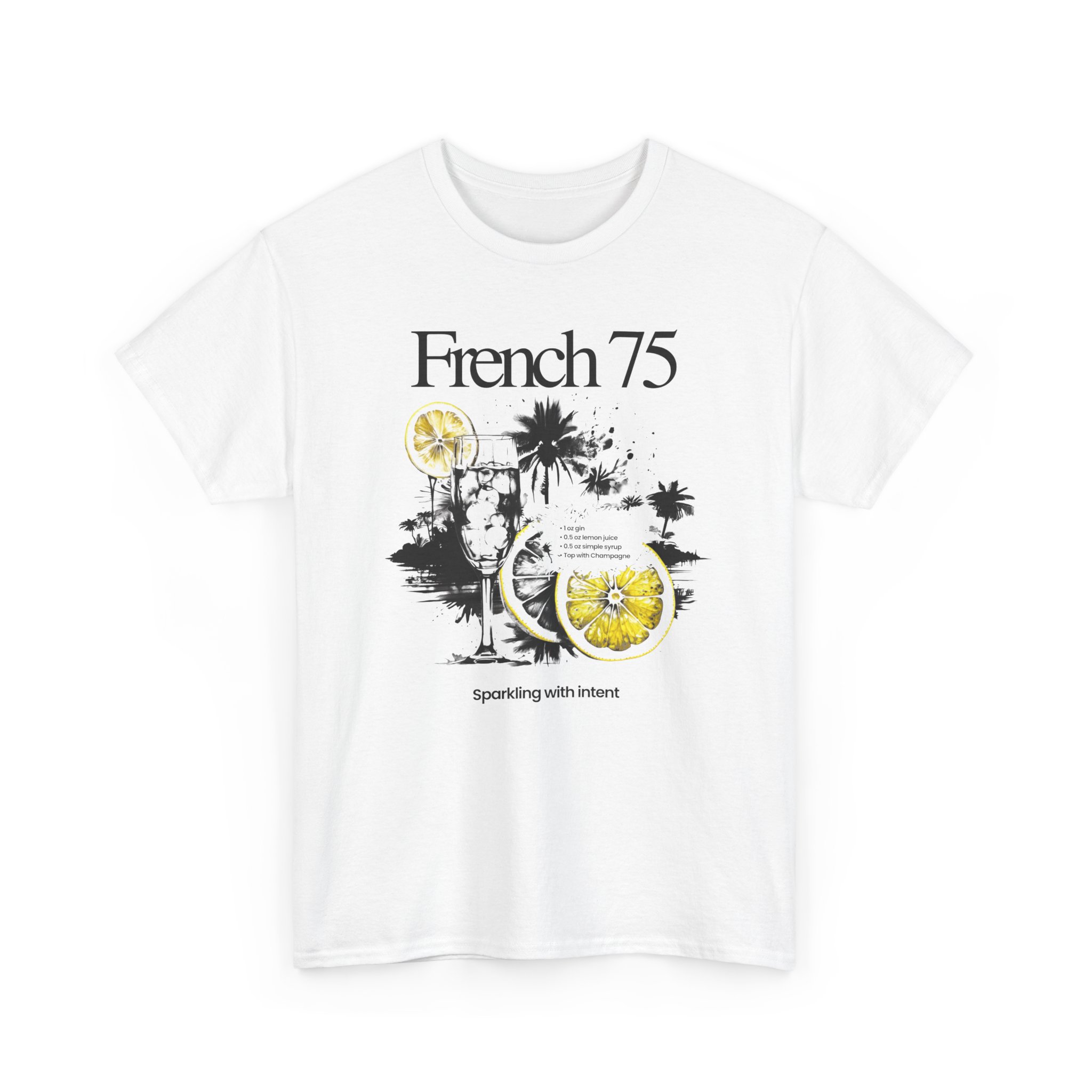 French 75 Cocktail T-Shirt — Vintage Citrus Gin Cocktail Tee - Image 3