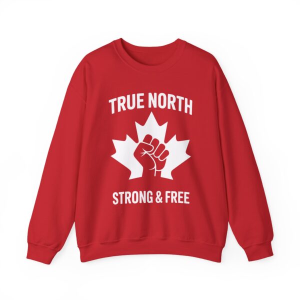 Crewneck Sweatshirt — "True North Strong & Free" Canadian Maple Fist Design