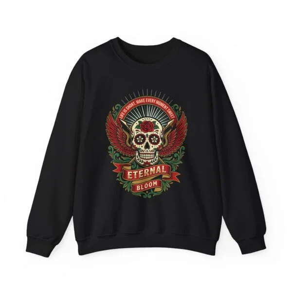 Skull & Wings 'Eternal Bloom' Sweatshirt, tattoo art, skull